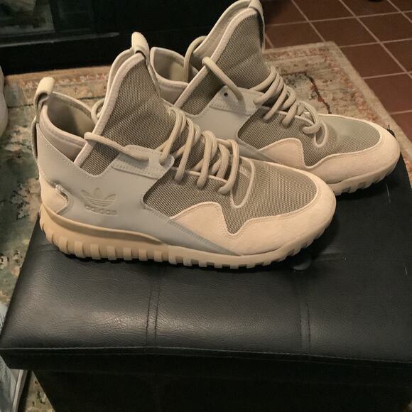 Adidas Men’s Tubular X Hemp Sneakers Tan High Top Men 8.5 or Women 10 main image 3